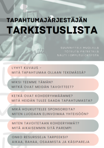 Tapahtumajärjestäjän tarkistuslista