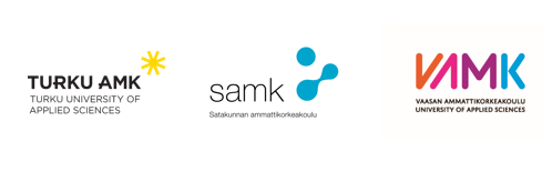 Logorivi Euroopan unionin osarahoittama, Turku AMK, SAMK, VAMK.