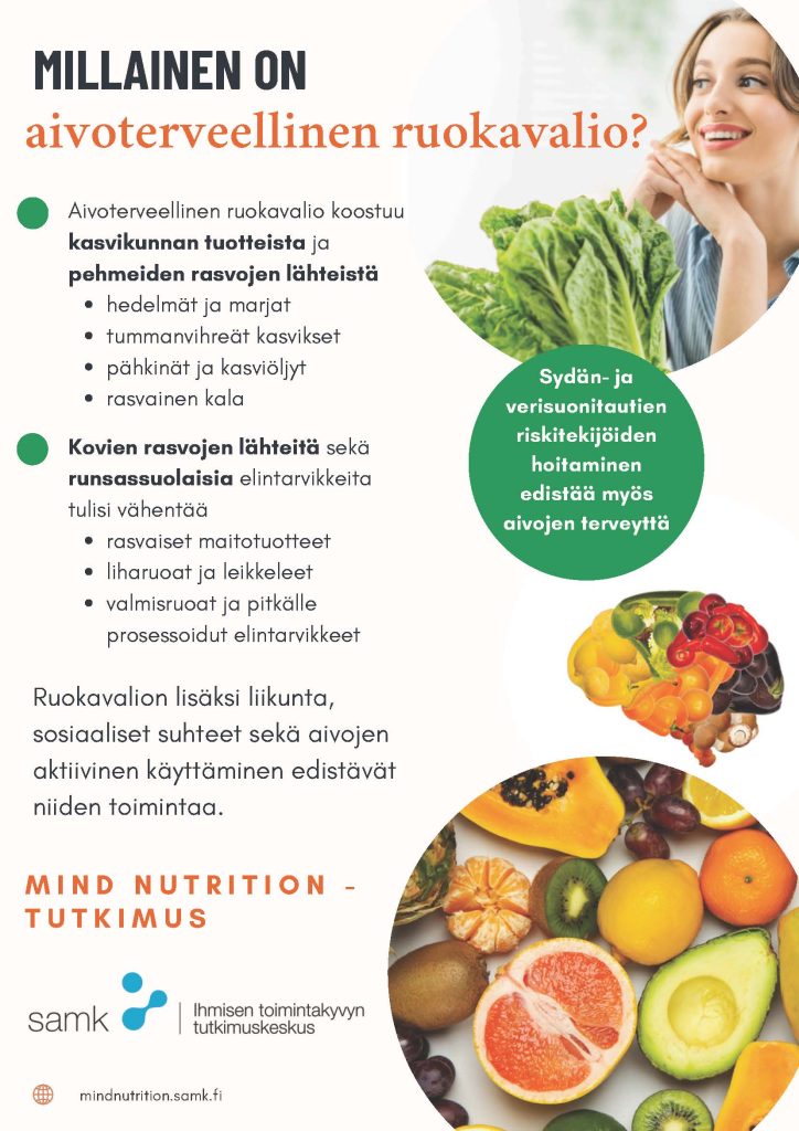 Aivoterveellinen Ruokavalio (1) Juliste: Millainen aivoterveellinen ruokavalio? Kohdat samat kuin tekstissä.